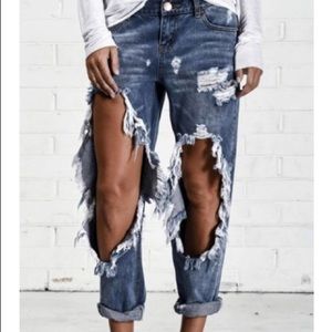 Destroyed rip boyfriend jeans Moto Topshop 30w